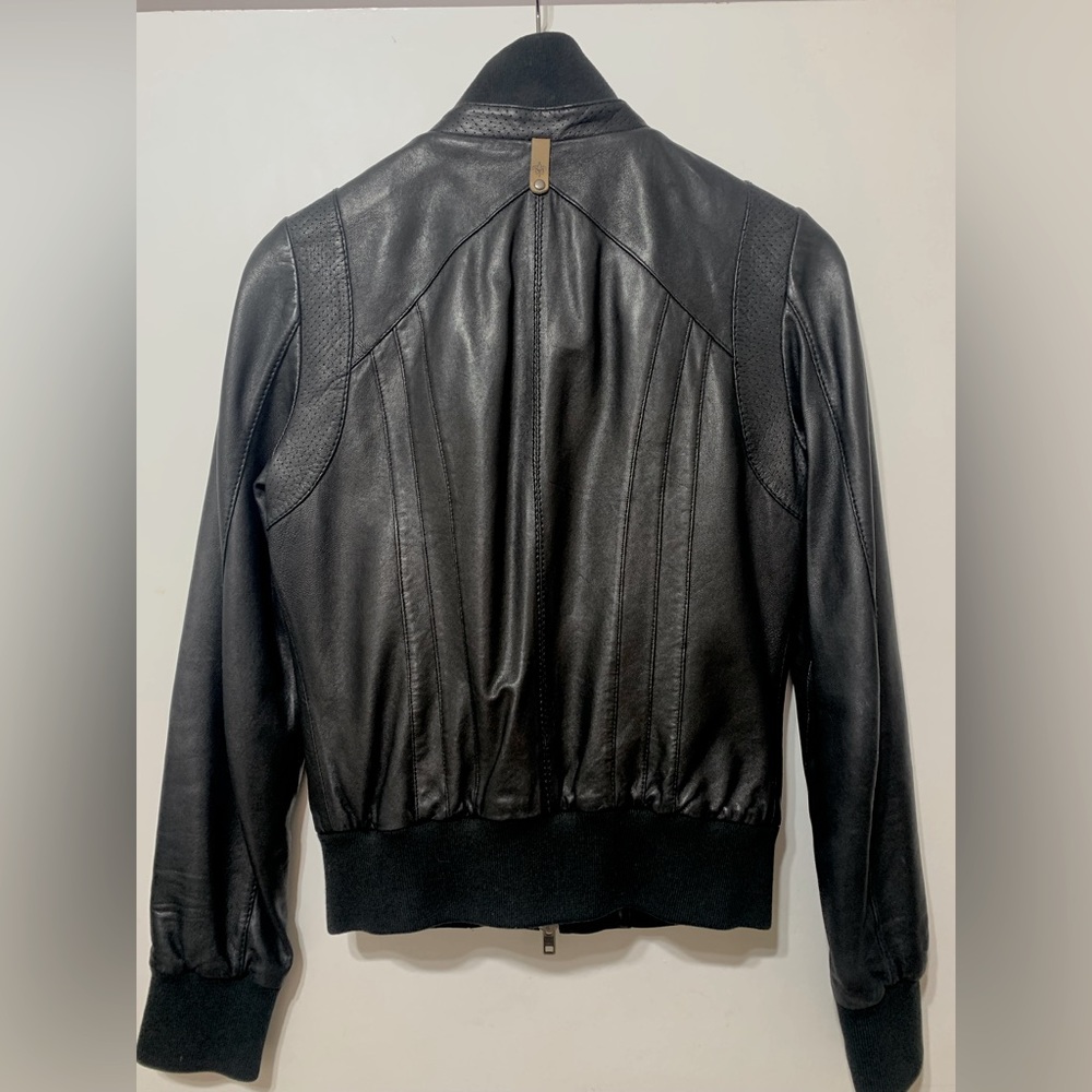 Mackage x Aritzia leather bomber jacket. Black, small.